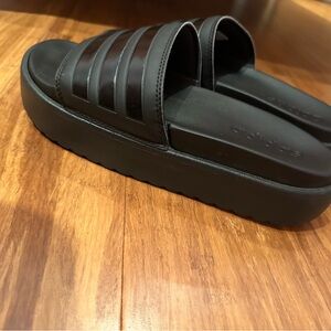 Adidas Black platform Slides